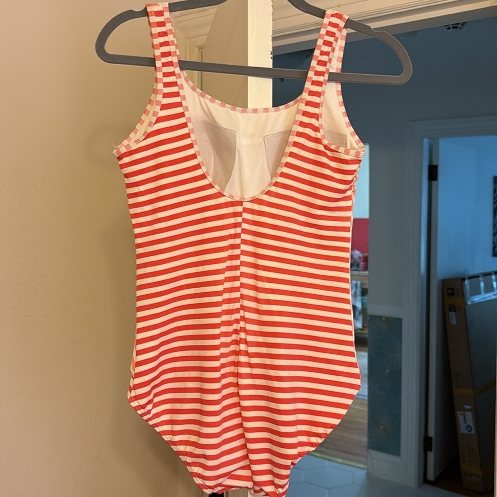 Lands' End Pink and White Striped Bathing Suit.  Size 12P - Picture 5 of 6